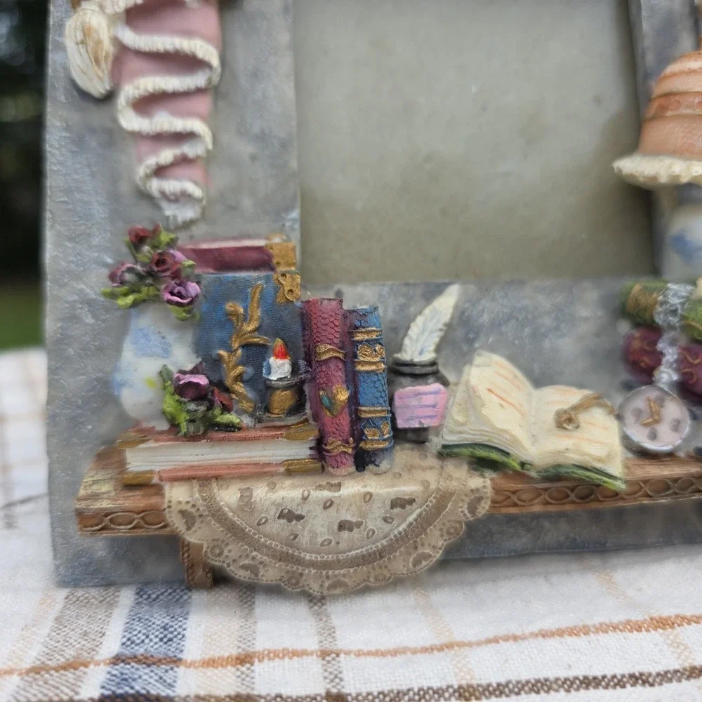 Cottagecore 3D Picture Frame Library Books Victorian 6x6 Frame 3x3 Square Photo